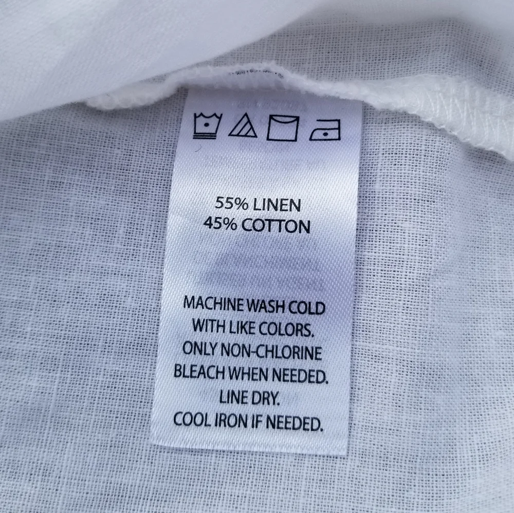 Saks Fifth Avenue Linen Shirt Women's XL White Top Blouse Cottage Beachy Summer - Picture 6 of 10